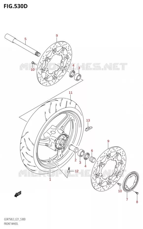 VOORWIELEL (GSR750A:L3:E21) Suzuki MOTO 750 GSR 2013  GSR750AUE L3 (E21)