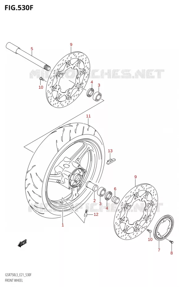 VOORWIELEL (GSR750AUE:L3:E21) Suzuki MOTO 750 GSR 2013  GSR750 L3 (E21)