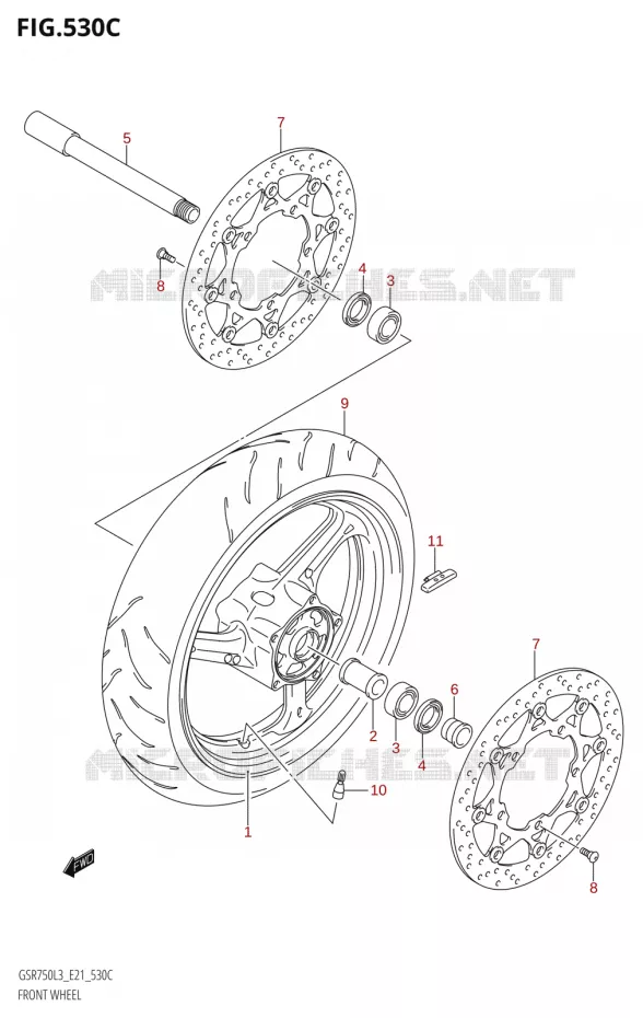 VOORWIELEL (GSR750UE:L3:E21) Suzuki MOTO 750 GSR 2013  GSR750A L3 (E21)