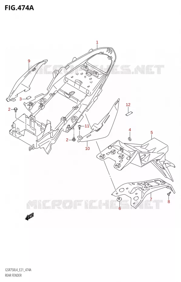 ACHTERSPATBORD Suzuki MOTO 750 GSR 2014  GSR750AUE L4 (E21)