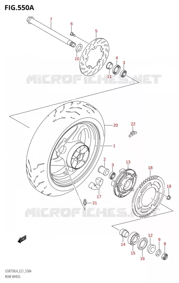 ACHTERWIEL (GSR750:L4:E21) Suzuki MOTO 750 GSR 2014  GSR750AUE L4 (E21)