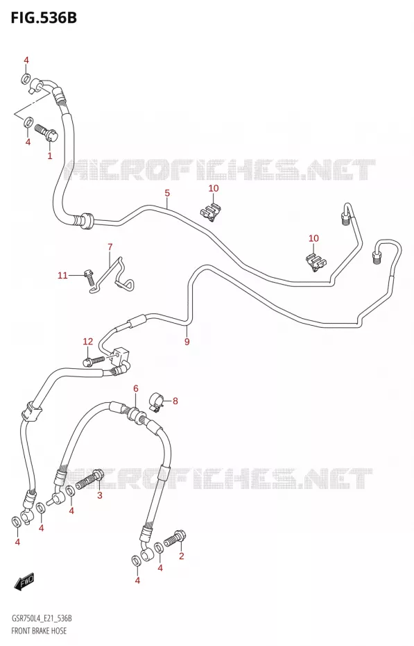 FRONT REMSLANGE (GSR750A:L4:E21) Suzuki MOTO 750 GSR 2014  GSR750AUE L4 (E21)