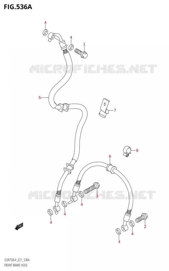 FRONT REMSLANGE (GSR750:L4:E21) Suzuki MOTO 750 GSR 2014  GSR750AUE L4 (E21)