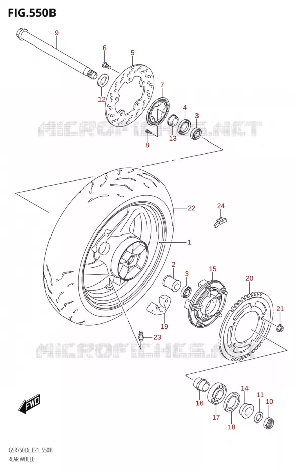 ACHTERWIEL (GSR750A:L6:E21) Suzuki MOTO 750 GSR 2016  GSR750 L6 (E21)