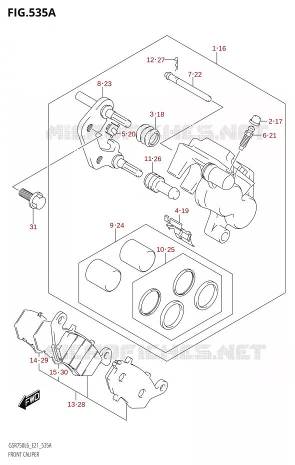 FRONT CALIPER Suzuki MOTO 750 GSR 2016  GSR750A L6 (E21)