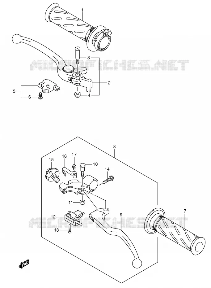 HANDGRIPS - LEVERS Suzuki MOTO 1000 GSX-R 2003  GSX-R1000 K3 (E02)