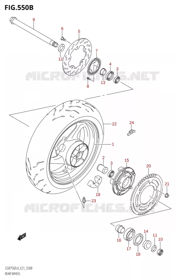 ACHTERWIEL (GSR750ZA:L4:E21) Suzuki MOTO 750 GSR 2014  GSR750ZA L4 (E21)