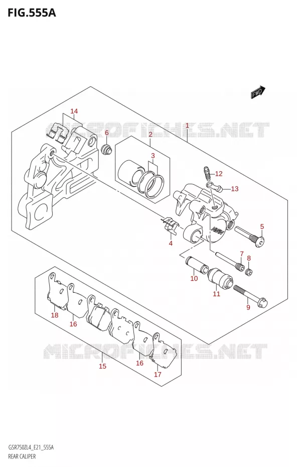 REAR CALIPER (GSR750Z:L4:E21) Suzuki MOTO 750 GSR 2014  GSR750ZA L4 (E21)