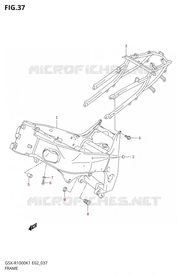 FRAME Suzuki MOTO 1000 GSX-R 2001  GSX-R1000K1(E19)