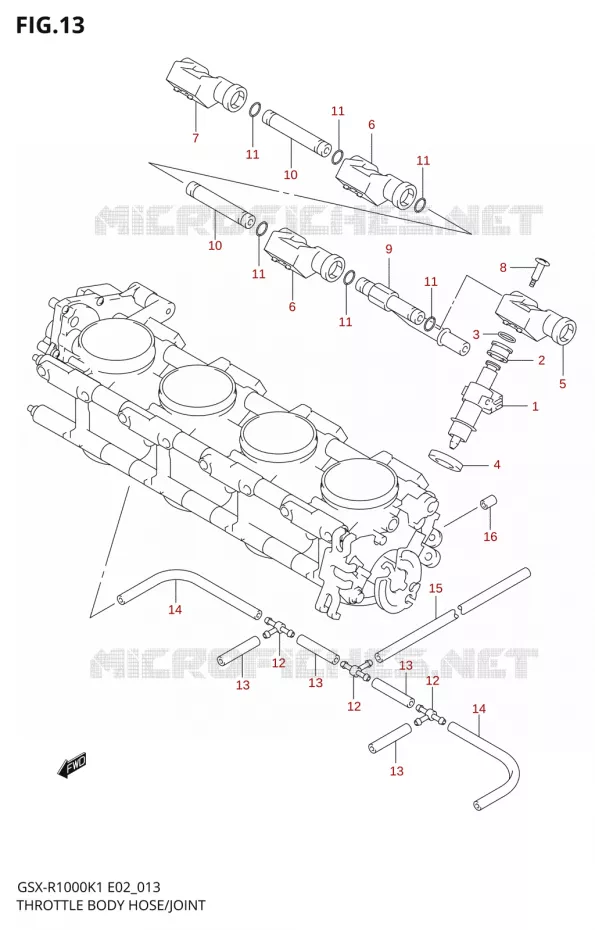 INJECTORENANT FLEXIBLE / ROTULE (GSX-R1000K1) Suzuki MOTO 1000 GSX-R 2001  GSX-R1000K1(E19)