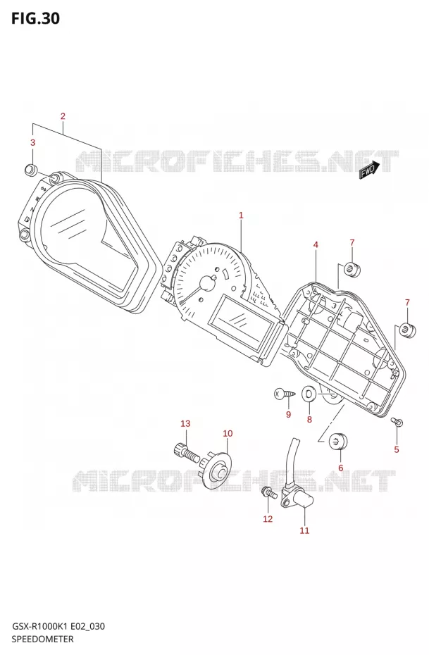 SNELHEIDSMETER1000K1) Suzuki MOTO 1000 GSX-R 2001  GSX-R1000K1(E19)
