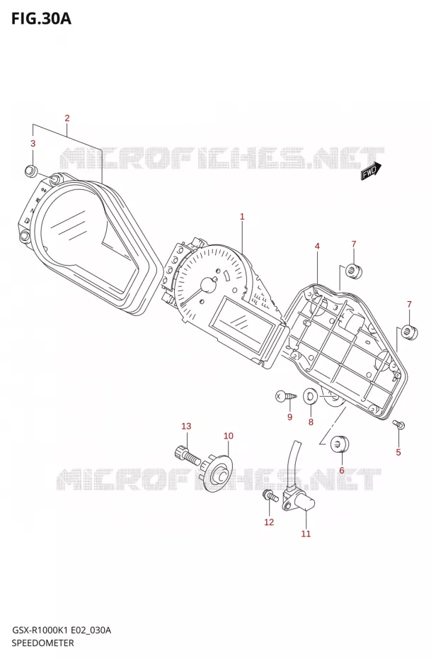 SNELHEIDSMETER1000K2) Suzuki MOTO 1000 GSX-R 2001  GSX-R1000K1(E19)