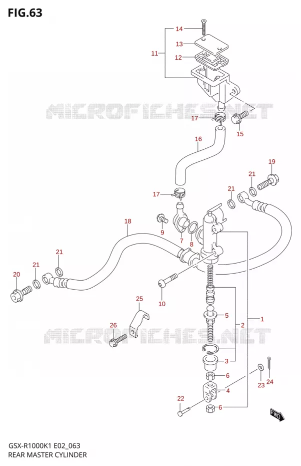 ACHTER HOOFDREMCILINDER Suzuki MOTO 1000 GSX-R 2001  GSX-R1000K1(E24)
