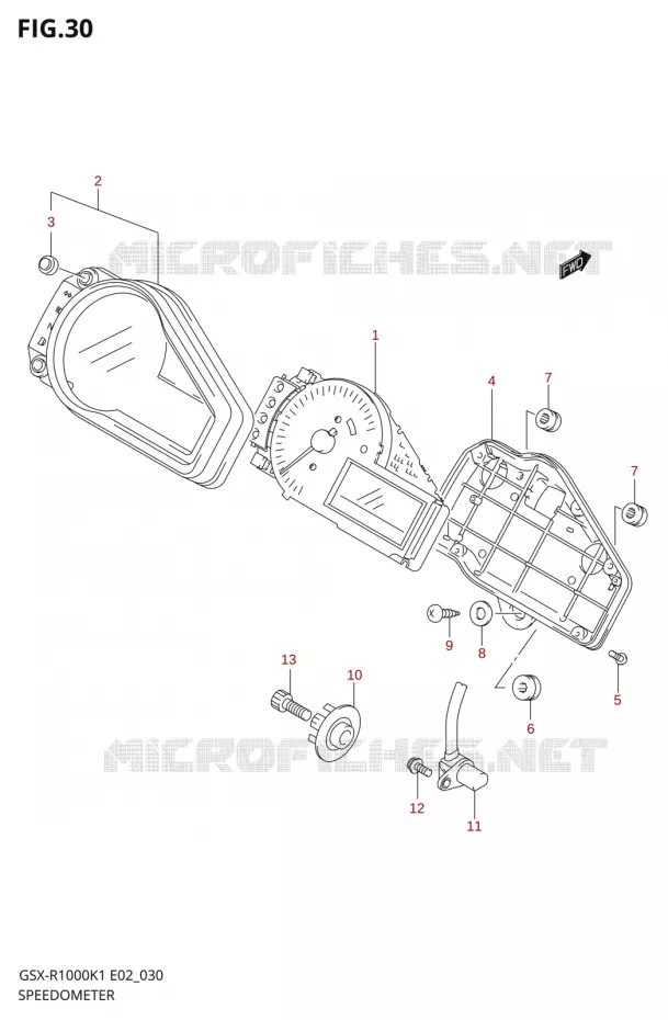 SNELHEIDSMETER1000K1) Suzuki MOTO 1000 GSX-R 2001  GSX-R1000K1(E24)