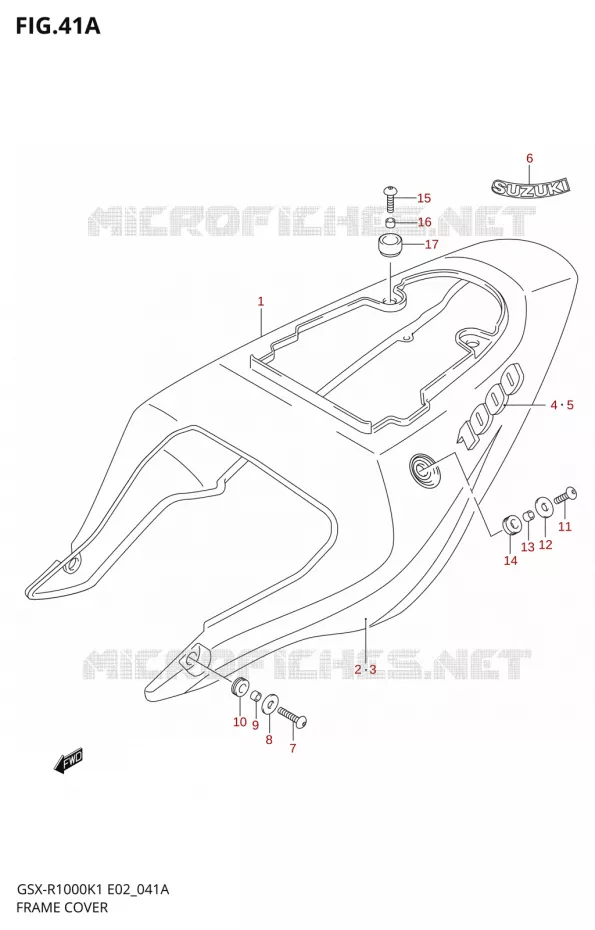 ACHTER KUIPIS (GSX-R1000K2) Suzuki MOTO 1000 GSX-R 2001  GSX-R1000U1K1(E2)