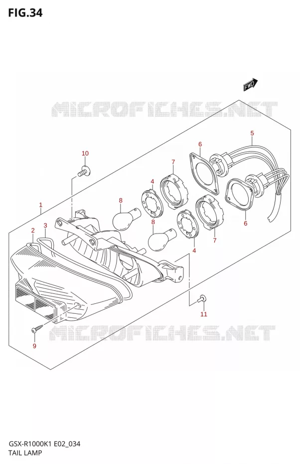 ACHTERLICHT Suzuki MOTO 1000 GSX-R 2001  GSX-R1000U1K1(E2)