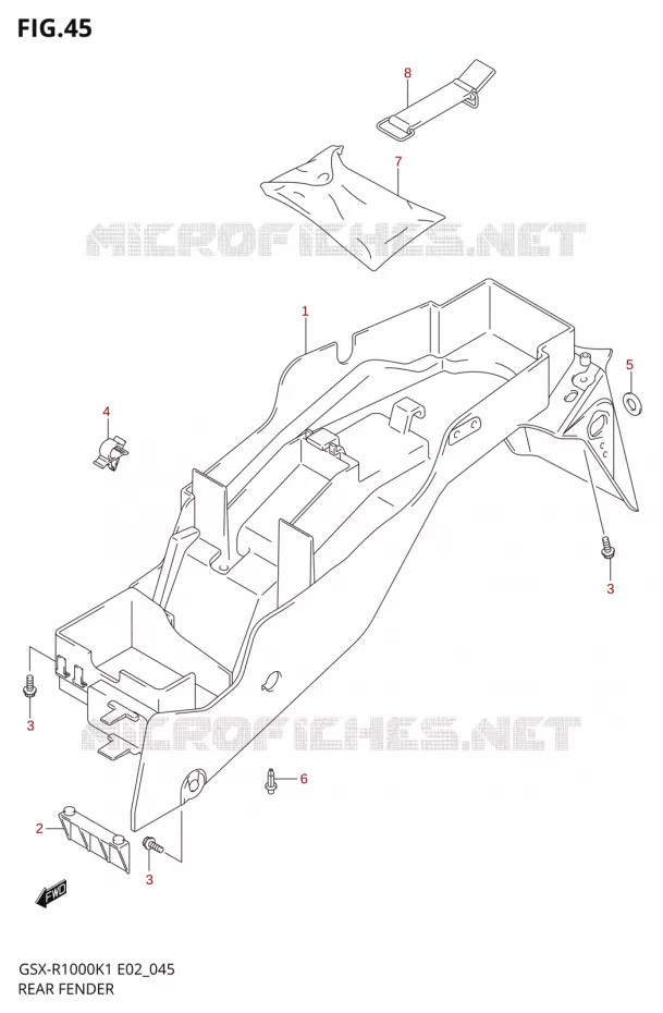 ACHTERSPATBORD Suzuki MOTO 1000 GSX-R 2001  GSX-R1000U1K1(E2)