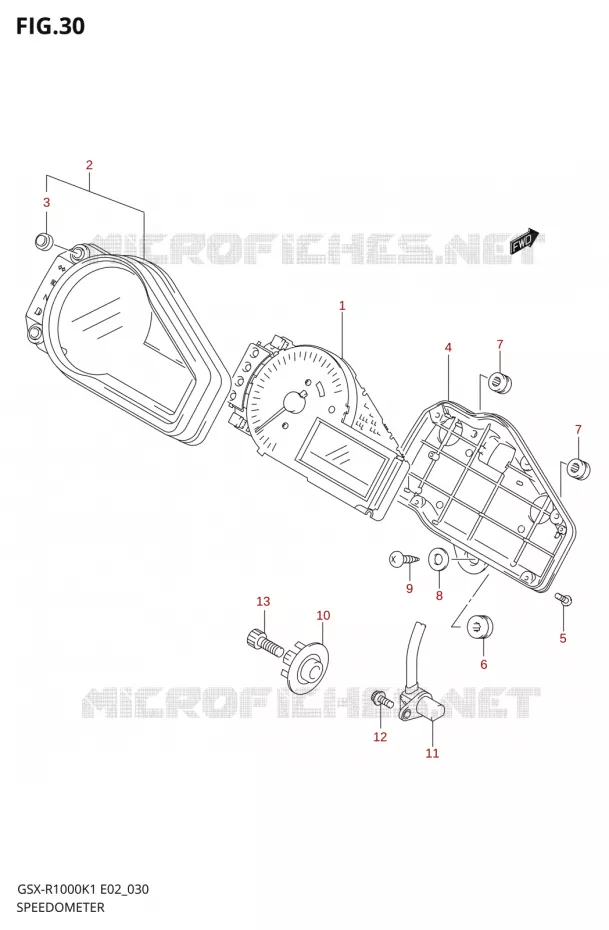 SNELHEIDSMETER1000K1) Suzuki MOTO 1000 GSX-R 2001  GSX-R1000U1K1(E2)