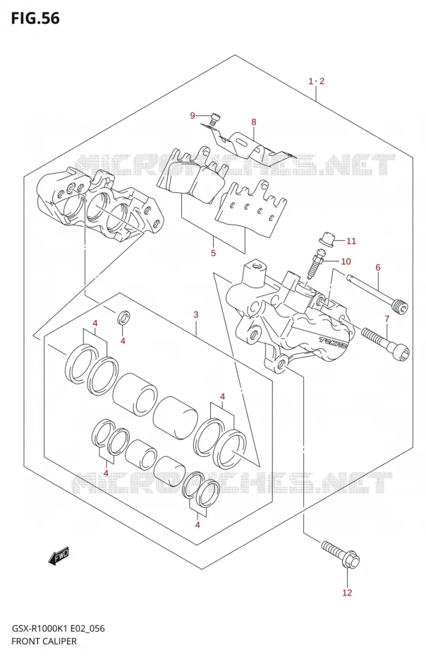 FRONT CALIPER Suzuki MOTO 1000 GSX-R 2001  GSX-R1000U2K1(E2)