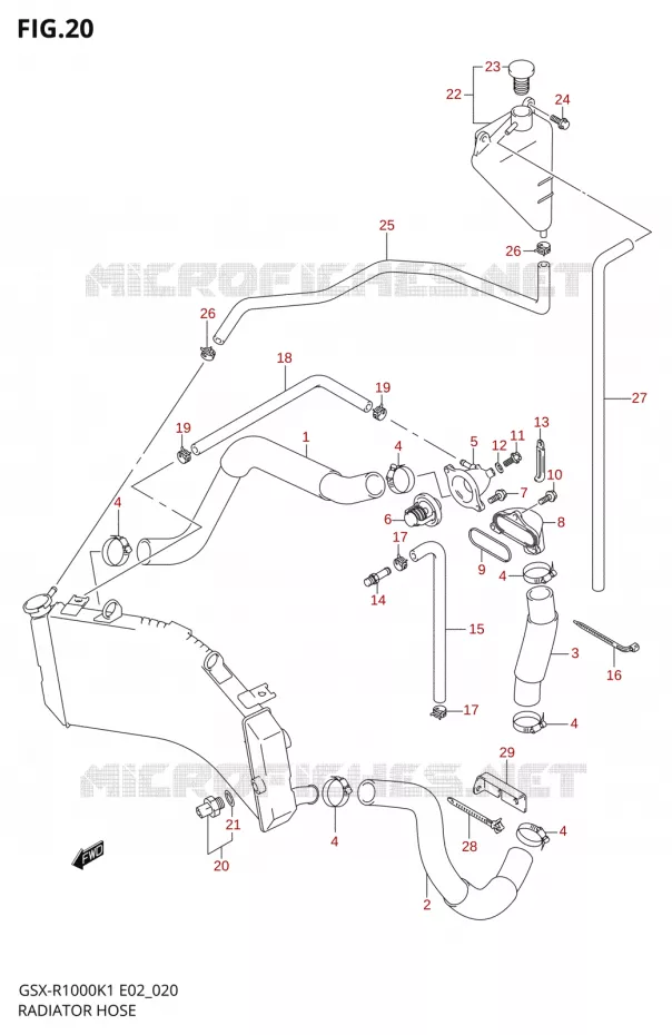 RADIATOR SLANG Suzuki MOTO 1000 GSX-R 2001  GSX-R1000U2K1(E2)