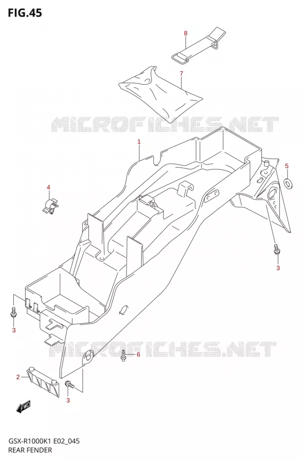 ACHTERSPATBORD Suzuki MOTO 1000 GSX-R 2002  GSX-R1000U1K2(E2)