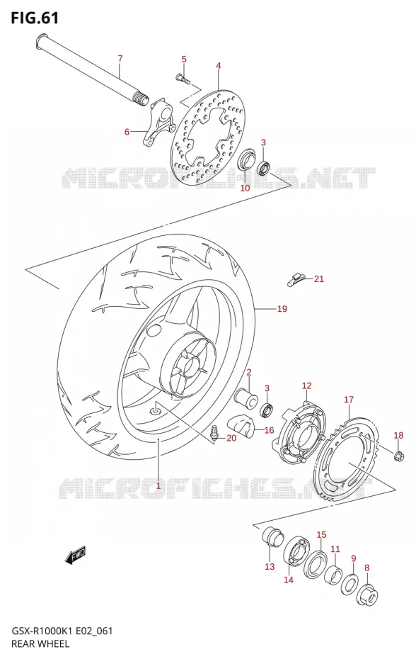 ACHTERWIELSX-R1000K1) Suzuki MOTO 1000 GSX-R 2002  GSX-R1000U1K2(E2)