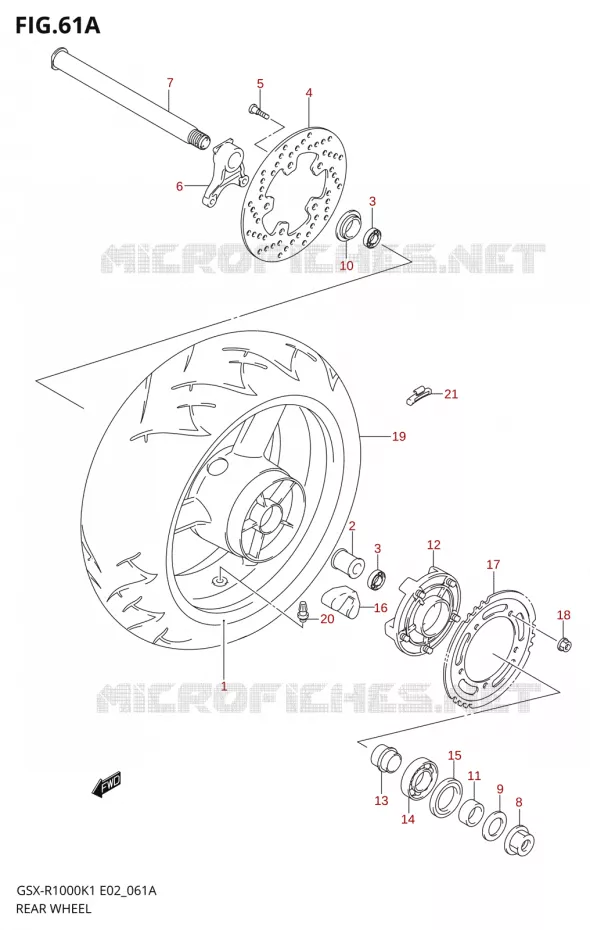 ACHTERWIELSX-R1000K2) Suzuki MOTO 1000 GSX-R 2002  GSX-R1000U1K2(E2)