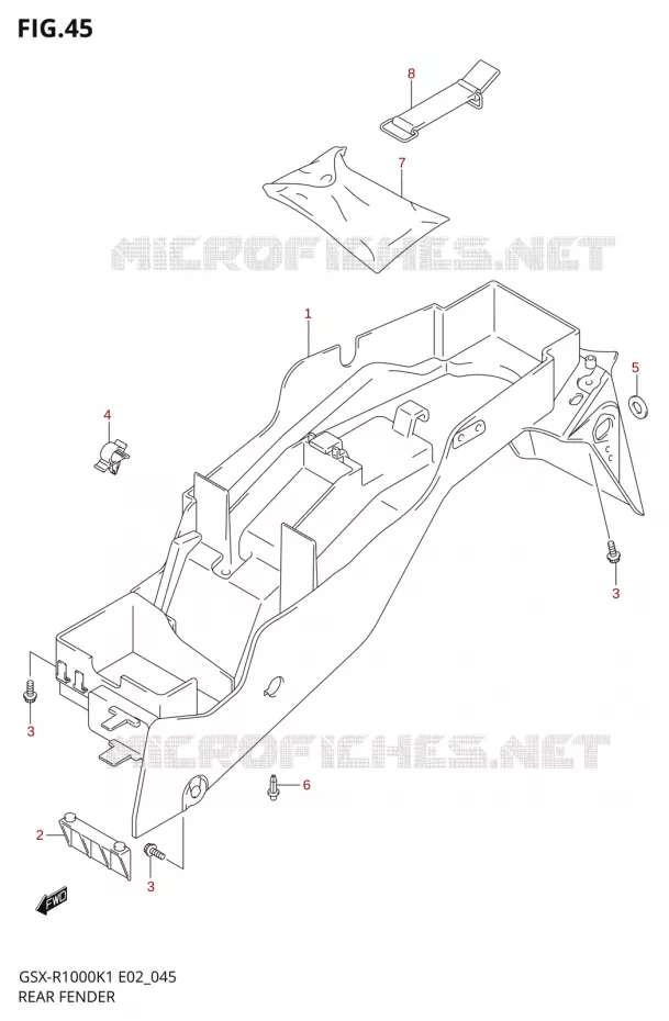 ACHTERSPATBORD Suzuki MOTO 1000 GSX-R 2002  GSX-R1000U2K2(E2)