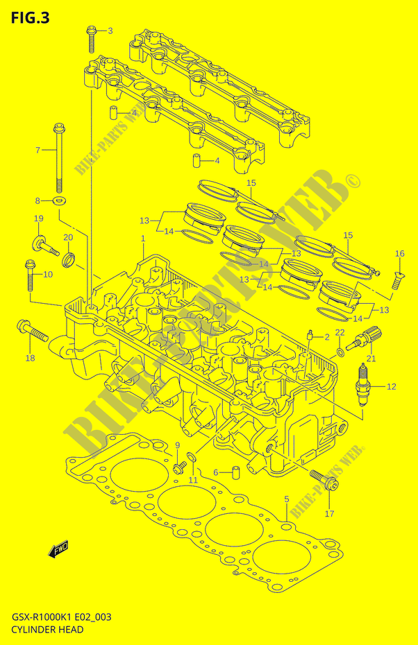 CILINDERKOP voor Suzuki GSX-R 1000 2002
