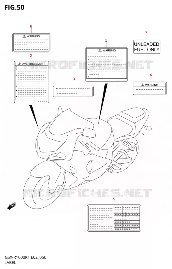 ETIKETTE (GSX-R1000K1) Suzuki MOTO 1000 GSX-R 2002  GSX-R1000U2K2(E2)