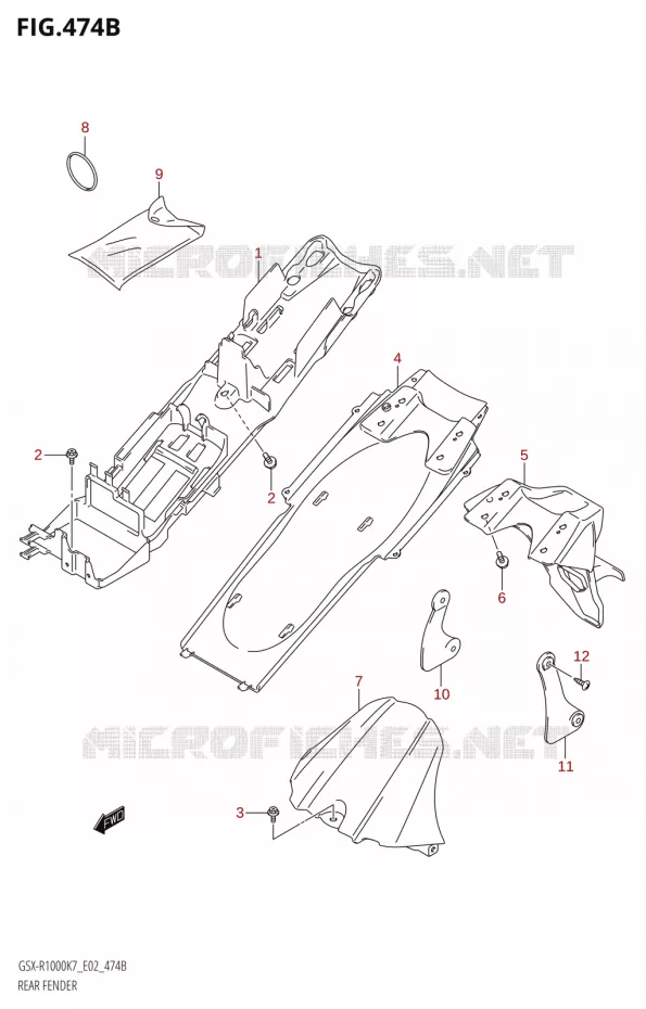 ACHTERSPATBORD) Suzuki MOTO 1000 GSX-R 2007  GSX-R1000 K7 (E02)
