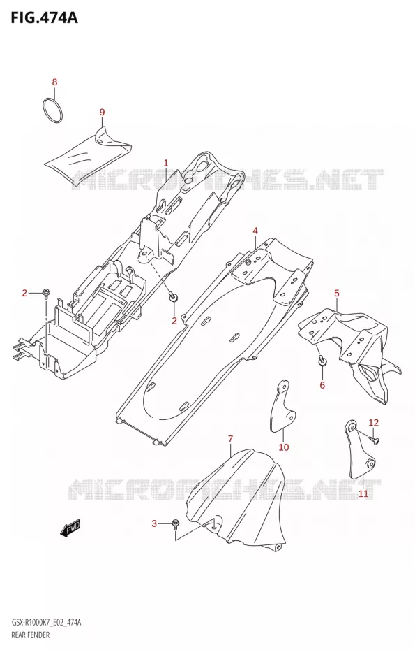ACHTERSPATBORD) Suzuki MOTO 1000 GSX-R 2007  GSX-R1000 K7 (E02)