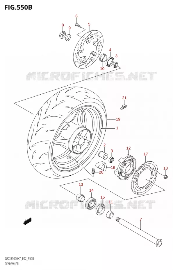 ACHTERWIEL (K8) Suzuki MOTO 1000 GSX-R 2007  GSX-R1000 K7 (P37)
