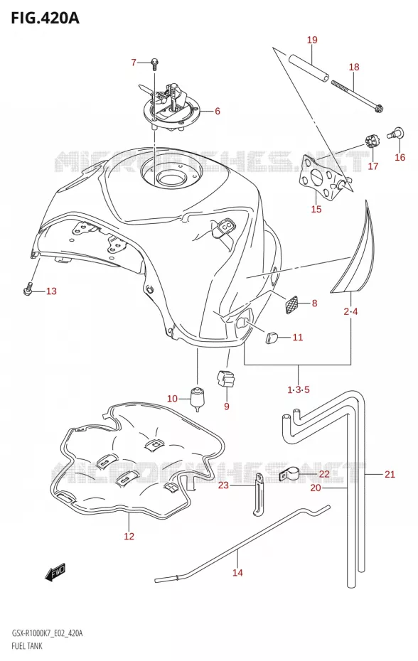 BENZINETANKSX-R1000:K7:(E02,E19,E51)) Suzuki MOTO 1000 GSX-R 2007  GSX-R1000 K7 (E24)
