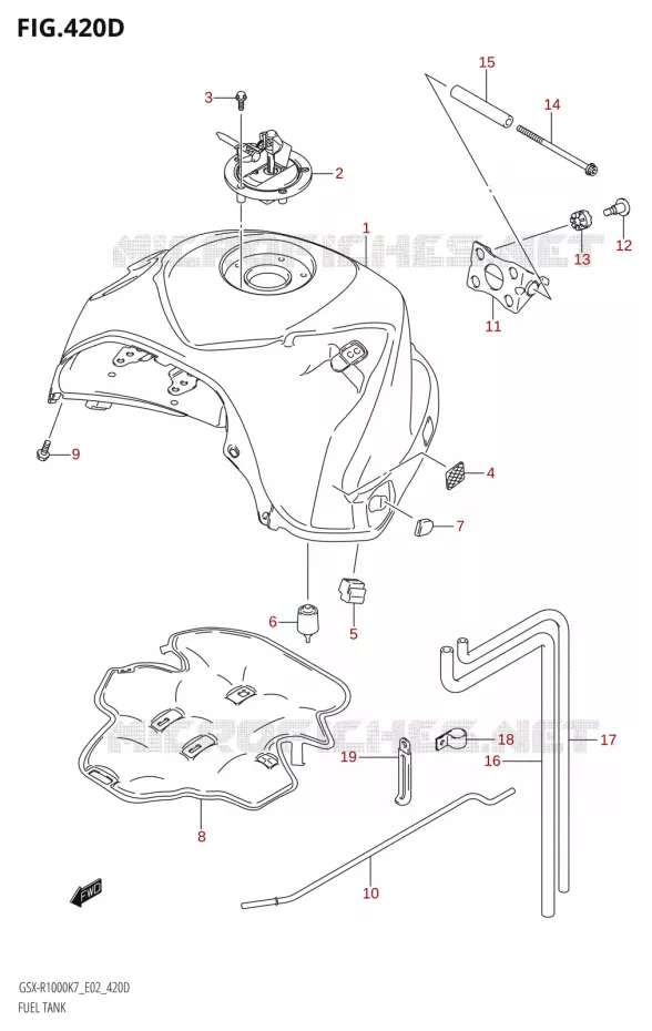 BENZINETANKSX-R1000:K8:(E02,E19,E51)) Suzuki MOTO 1000 GSX-R 2007  GSX-R1000 K7 (E24)