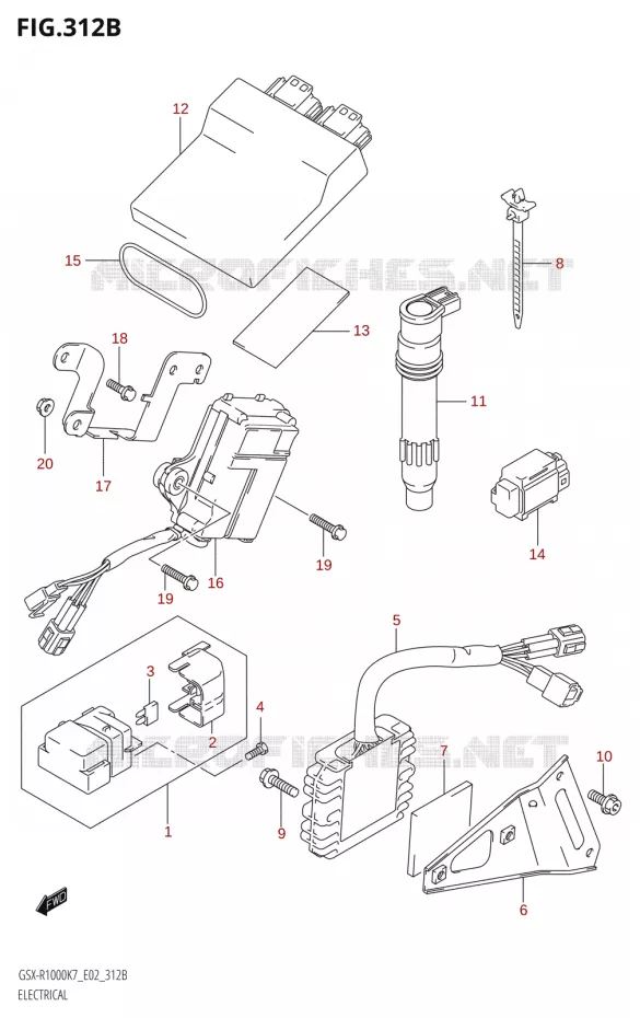 ELEKTRISCH (GSX-R1000U2) Suzuki MOTO 1000 GSX-R 2007  GSX-R1000 K7 (P37)