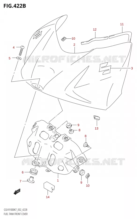 FUEL TANK VOORKLEPER (GSX-R1000U2:K7:E19) Suzuki MOTO 1000 GSX-R 2007  GSX-R1000 K7 (E24)