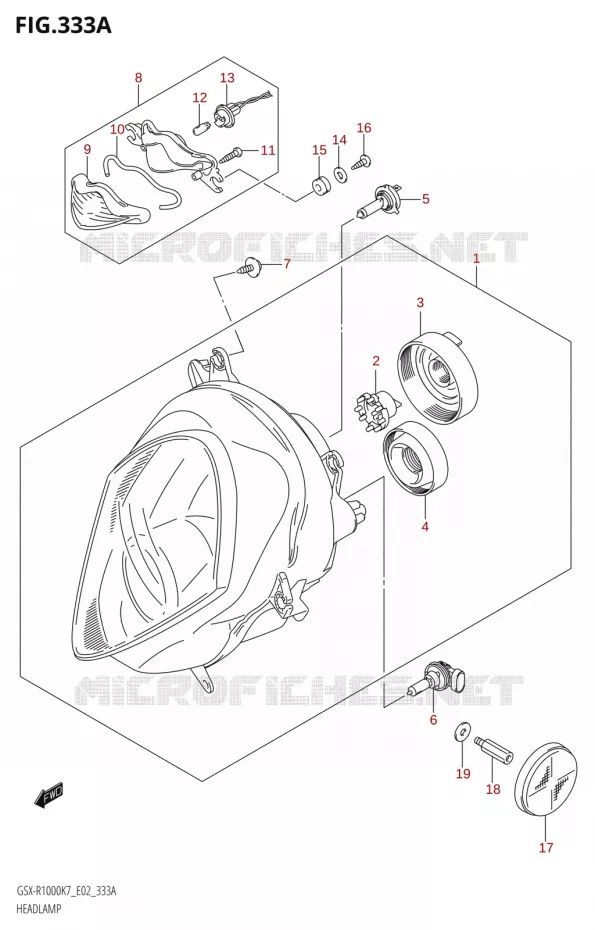 KOPLAMP Suzuki MOTO 1000 GSX-R 2007  GSX-R1000 K7 (E19)
