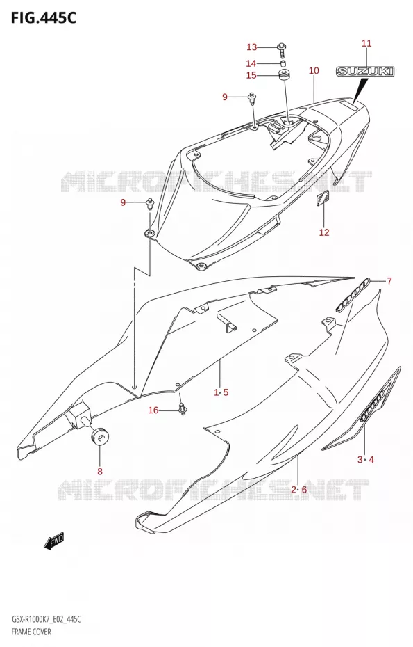 KUIP COVER (GSX-R1000:K8:(E02,E19,E24,E51,P37)) Suzuki MOTO 1000 GSX-R 2007  GSX-R1000 K7 (E51)