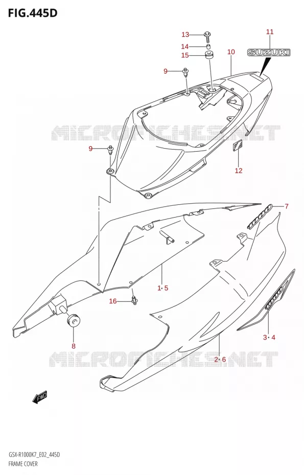 KUIP COVER (GSX-R1000U2:K8:E19) Suzuki MOTO 1000 GSX-R 2007  GSX-R1000 K7 (P37)