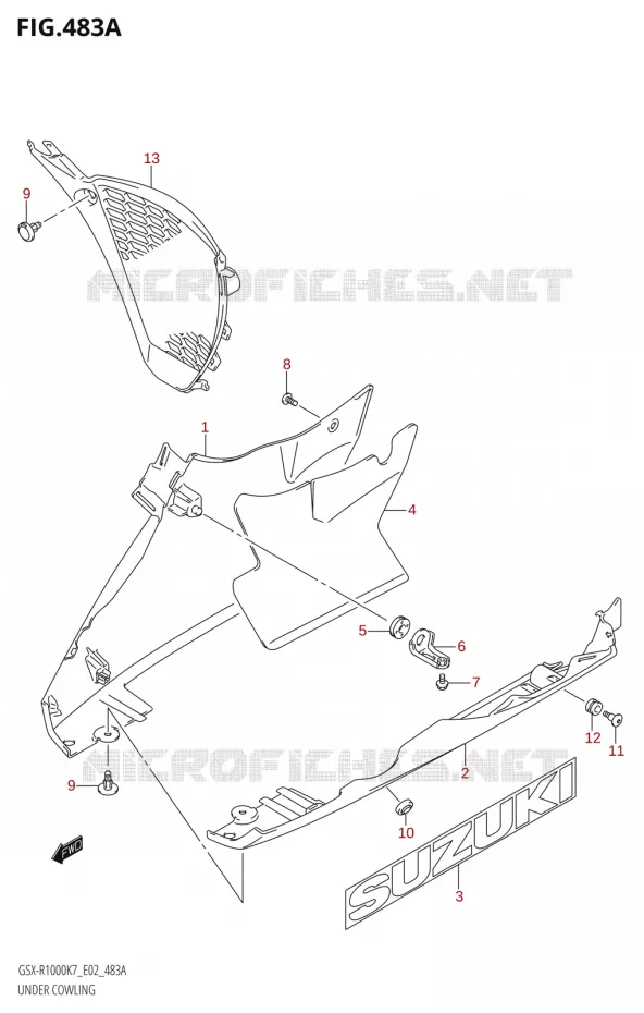 ONDER COWLING (K7) Suzuki MOTO 1000 GSX-R 2007  GSX-R1000 K7 (E19)