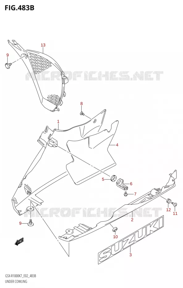 ONDER COWLING (K8) Suzuki MOTO 1000 GSX-R 2007  GSX-R1000 K7 (E02)