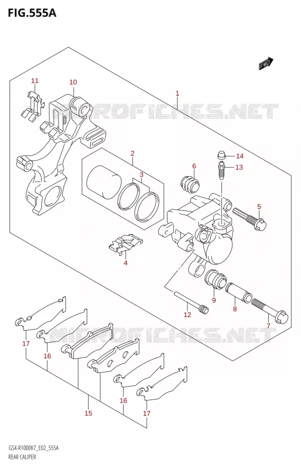 REAR CALIPER Suzuki MOTO 1000 GSX-R 2007  GSX-R1000 K7 (E02)