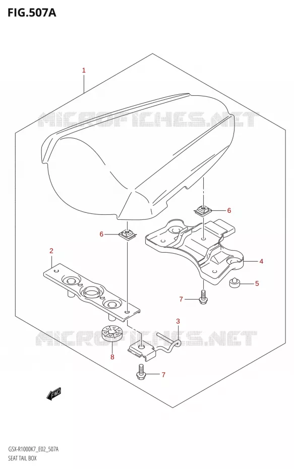 SEAT COWL BOX (K7) Suzuki MOTO 1000 GSX-R 2007  GSX-R1000 K7 (E51)