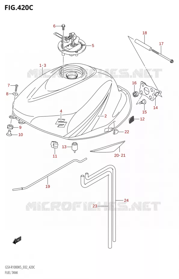 BENZINETANKSX-R1000:K5:(E24,P37)) Suzuki MOTO 1000 GSX-R 2006  GSX-R1000 K6 (E37)