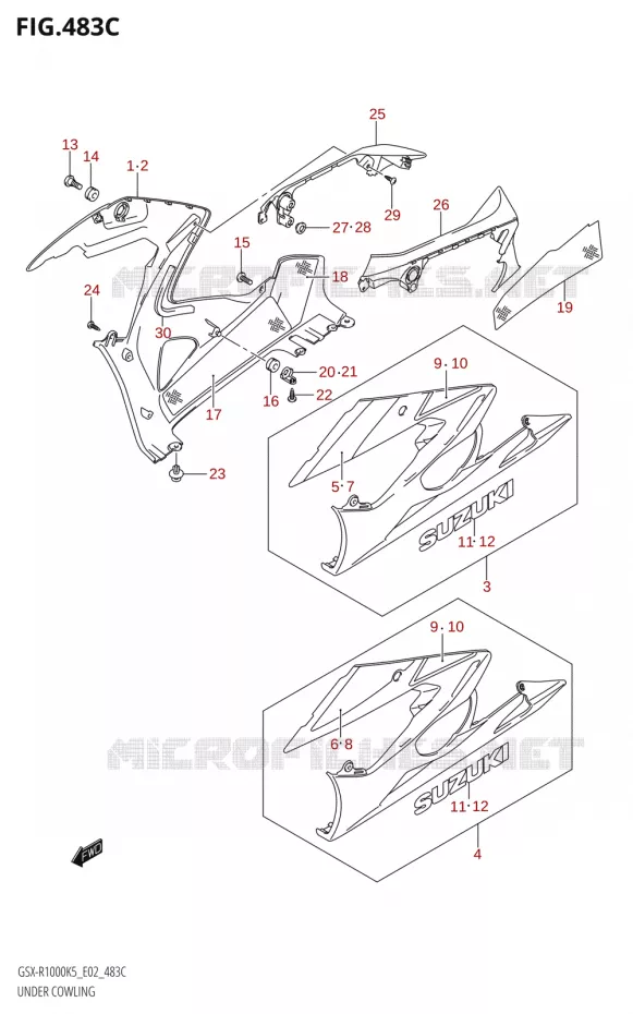 ONDER COWLING (GSX-R1000:K6:(E02,E19,E24,P37)) Suzuki MOTO 1000 GSX-R 2006  GSX-R1000 K6 (E24)