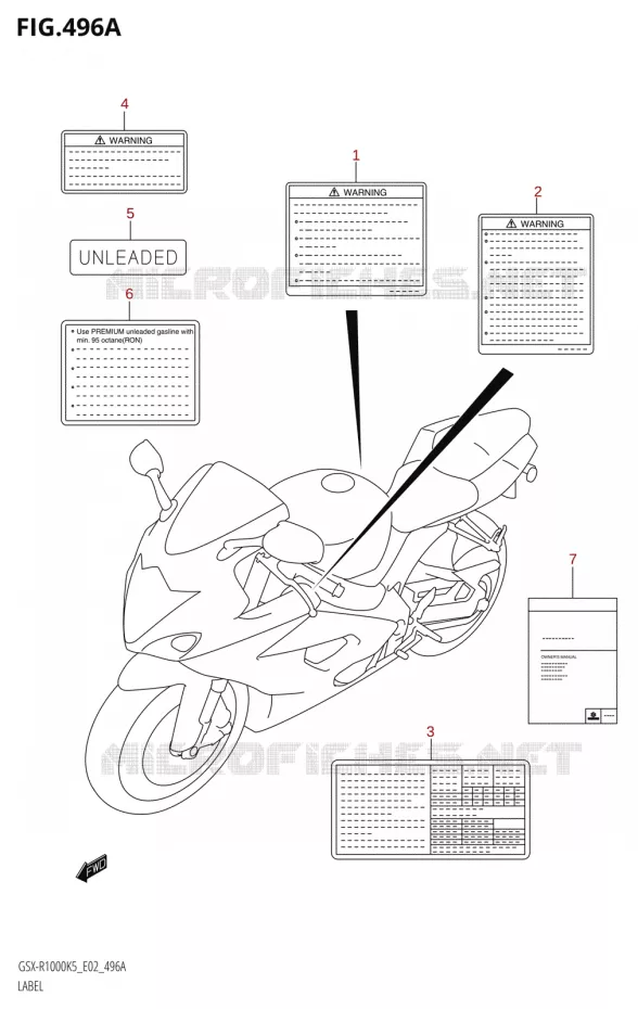 ETIKETGSX-R1000:K5:(E02,E19,E24,P37)) Suzuki MOTO 1000 GSX-R 2005  GSX-R1000 K5 (E19)