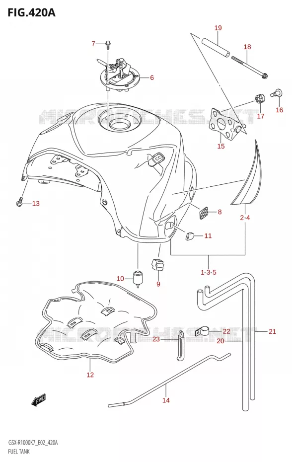 BENZINETANKSX-R1000:K7:(E02,E19,E51)) Suzuki MOTO 1000 GSX-R 2008  GSX-R1000 K8 (E51)