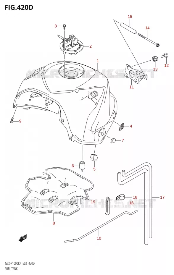 BENZINETANKSX-R1000:K8:(E02,E19,E51)) Suzuki MOTO 1000 GSX-R 2008  GSX-R1000 K8 (E02)