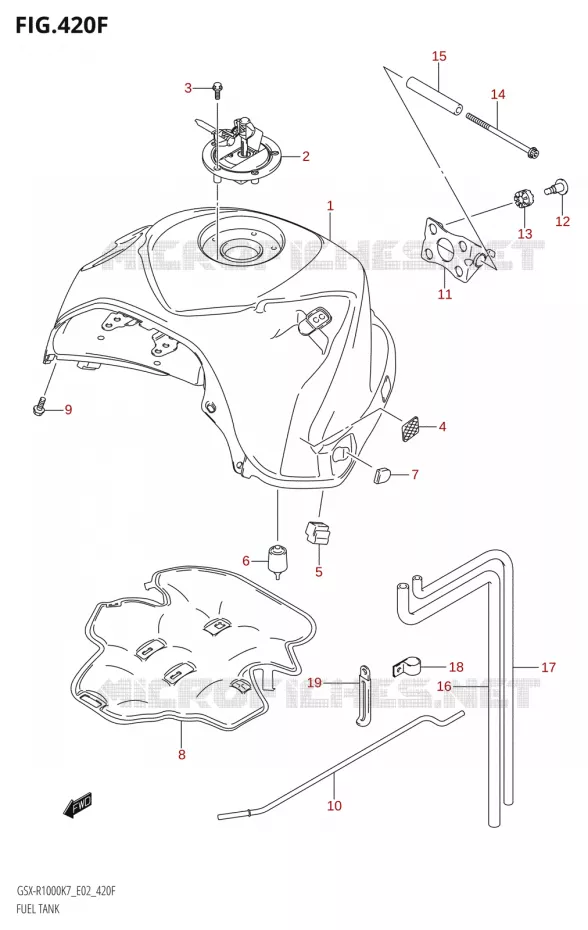 BENZINETANKSX-R1000:K8:(E24,P37)) Suzuki MOTO 1000 GSX-R 2008  GSX-R1000 K8 (E02)